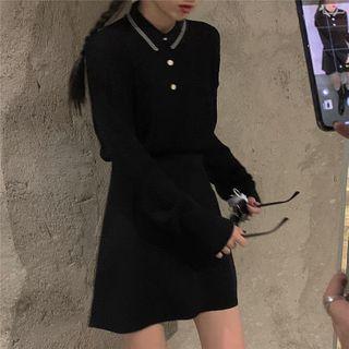 Polo Sweater / A-line Skirt