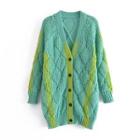 Two-tone Mohair Cardigan Green - S
