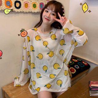 Long-sleeve Citrus Print T-shirt