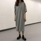 Printed Crewneck Short-sleeve Dress Gray - One Size