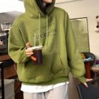 Lettering Print Hoodie Green - One Size