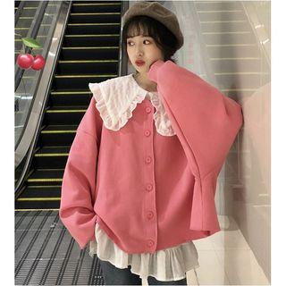 Peter-pan-collar Blouse / Crew-neck Button Jacket