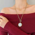 Shell Disc Pendant Necklace Black & White Shell - Gold - One Size
