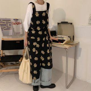 Printed Midi A-line Jumper Dress Black - One Size
