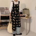 Printed Midi A-line Jumper Dress Black - One Size