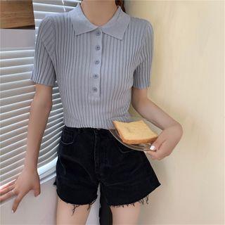Short-sleeve Plain Knit T-shirt