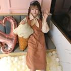 Set : Sleeveless Dress + Long-sleeve Blouse