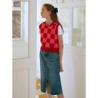 Social Club Checkered Sweater Vest Red - One Size