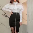 Set: Panel Ruffled Shirt + Pencil Skirt