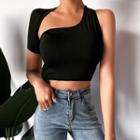 One-shoulder Cutout Cropped Top