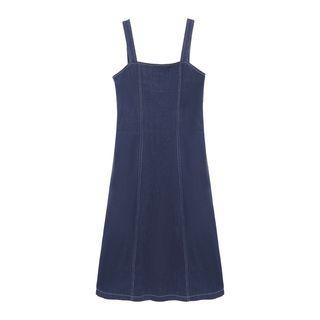 Strappy A-line Denim Overall Dress
