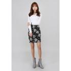 Band-waist Floral Print Mini Skirt
