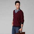 V-neck Contrast-trim Sweater