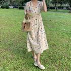 Short-sleeve Floral Printed Maxi Skirt