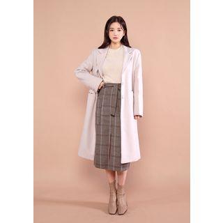 Plaid Woolen H-line Midi Skirt