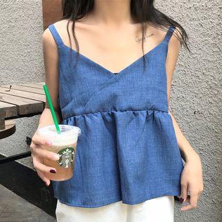 Denim Camisole Top / Crop Wide Leg Pants