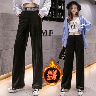 High-waist Letter Printed Corduroy Pants