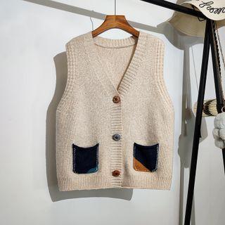 Button-up Sweater Vest Almond - One Size