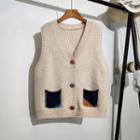 Button-up Sweater Vest Almond - One Size