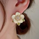 Floral Ear Stud Silver Earring - Beige - One Size