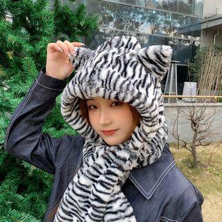 Cat Ear Chenille Hooded Scarf
