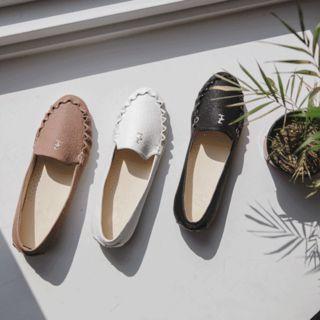 Stitched Faux-leather Driving Shoes