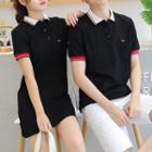 Couple Matching Striped Short-sleeve Polo Shirt / Polo Dress