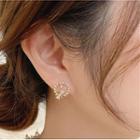 Bow Faux Pearl Hoop Earring 1 Pair - Gold - One Size