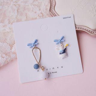 Rabbit & Bead Asymmetrical Dangle Earring