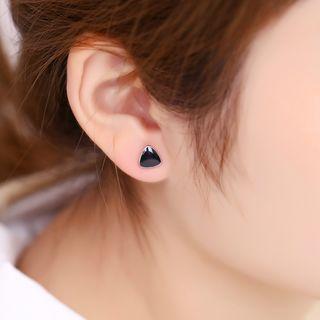 Triangle Stud Earring 1 Pair - Black - One Size