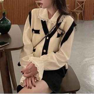 Lace Shirt / Two-tone Vest