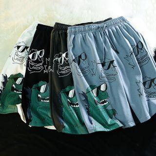 Dinosaur Print Wide-leg Shorts