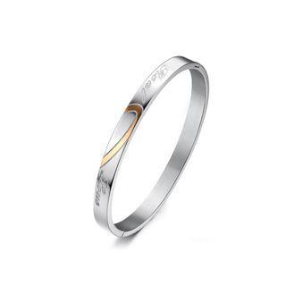 Fashion Romance Rose Gold Half Heart 316l Stainless Steel Bracelet For Women Silver - One Size