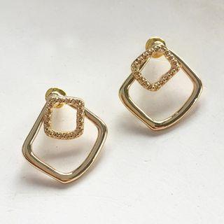 Rhinestone Alloy Square Earring 1 Pair - S925silver Earrings - One Size