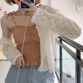 Lace Light Jacket / Spaghetti Strap Smocked Top