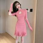 Long-sleeve Cutout Mermaid Mini Dress