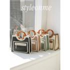 Hoop-handler Contrast-trim Tote Bag