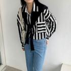 Striped Shirt With Shawl With Shawl - Stripes - Black & White - One Size