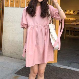 Oversized Plain Dress Pink - One Size
