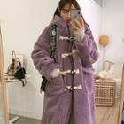 Toggle-button Faux-fur Coat Violet - One Size