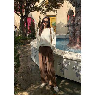 Button-waist Wide Pants