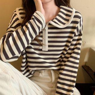 Striped Zip Sweatshirt