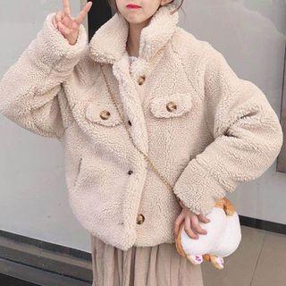 Hooded Fleece Buttoned Coat