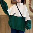 Half-zip Two-tone Lettering Sweatshirt