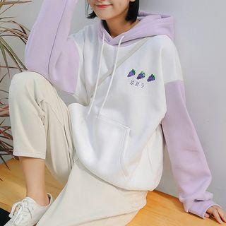 Grape Print Hoodie Violet - One Size