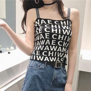 Lettering Strap Tank Top As Shown In Figure - One Size