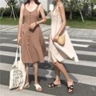 Buttoned Tie-back A-line Sundress