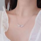 Wings Rhinestone Pendant Sterling Silver Necklace Necklace - 925 Silver - Silver - One Size
