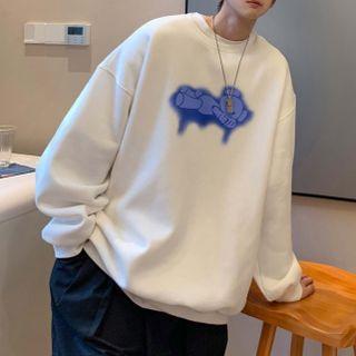 Bear Print Drop-shoulder Sweatshirt