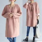 Round-neck Long-sleeve Sweatshirt Skirt Pink - F